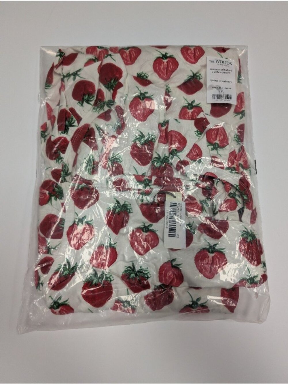 Kate Quinn Modal The Woods Women's Pinafore Ruffle Romper Spring Strawberry 3XL